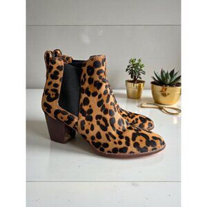 MADEWELL Leopard Print Calf Hair Ankle Boots Size 9.5